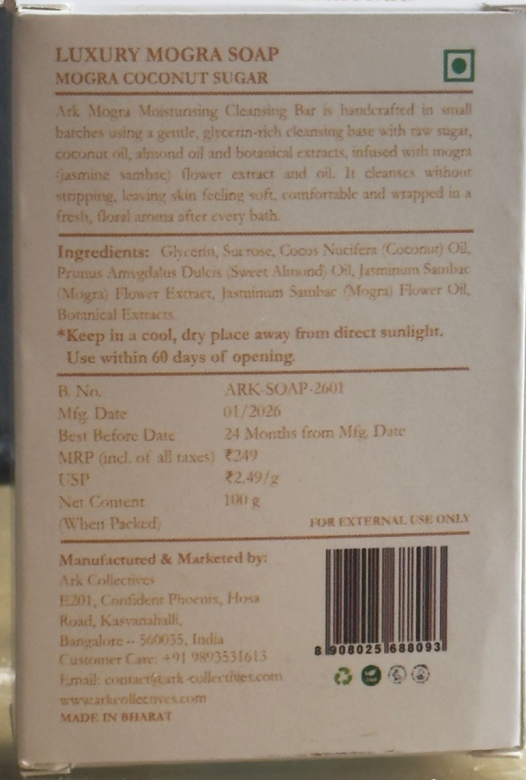 Mogra cleansing bar
